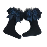 Mintini Navy Bow Ruffle Socks